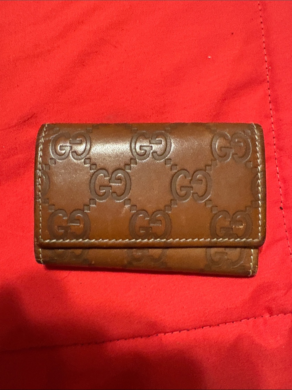 Gucci Brown GG-Embossed Leather Key & Card Holder